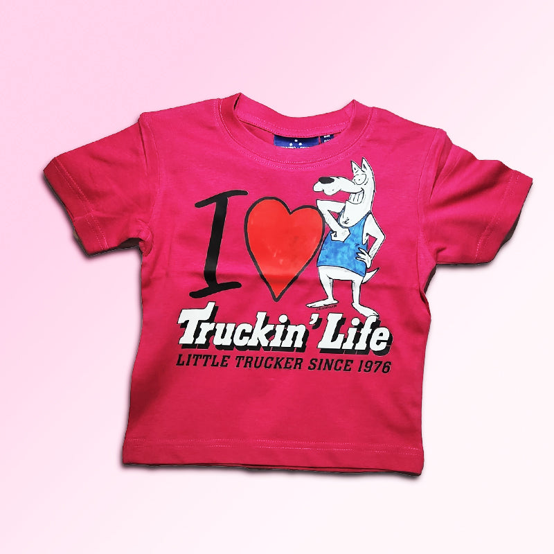 Kids I Love Truckin Life T Shirts Pink